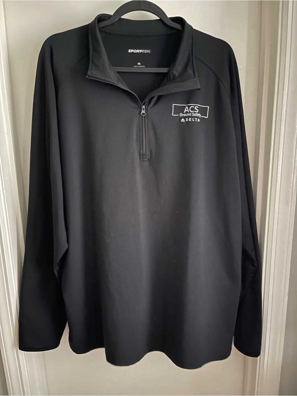 Sport-Tek Black Quarter-Zip Pullover with ACS Ground Safety Delta Logo